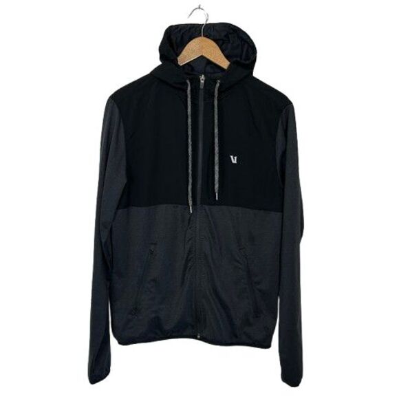 Vuori Sunday Element Jacket Mens M Full Zip Black Gray V215 Hooded Zip - Picture 1 of 6